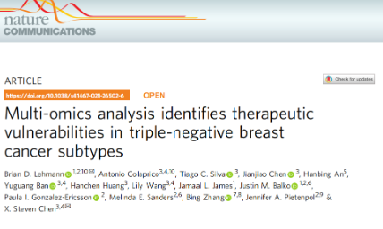 Nat Commun|十一月最新-多組學(xué)分析確定了三陰性乳腺癌亞型的治療弱點(diǎn)