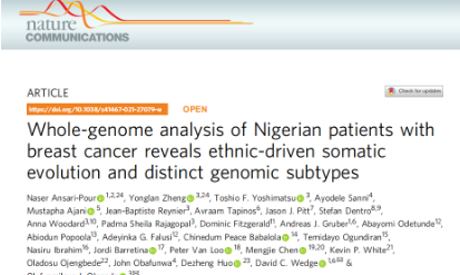 尼日利亞乳腺癌患者的全基因組分析揭示了種族驅動的體細胞進化和不同的基因組亞型